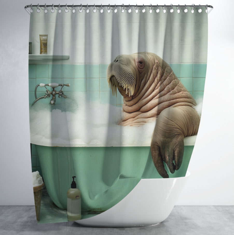 Штора в душ Морж купається у ванні 1 для ванної 150х200 см