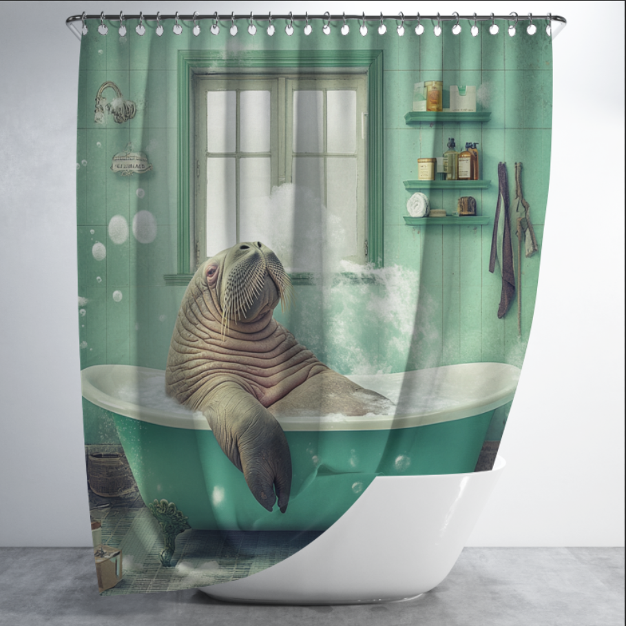 Штора в душ Морж купається у ванні для ванної 150х200 см