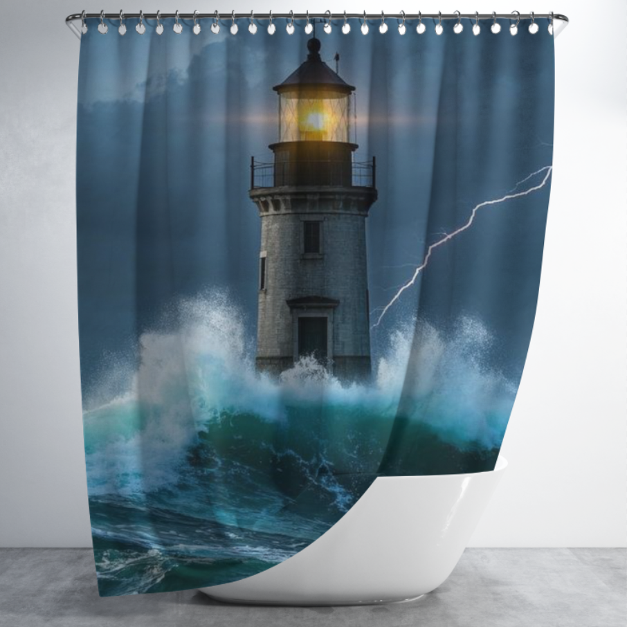 Штора в душ Маяк шторм темні хмари блискавка для ванної 150х200 см