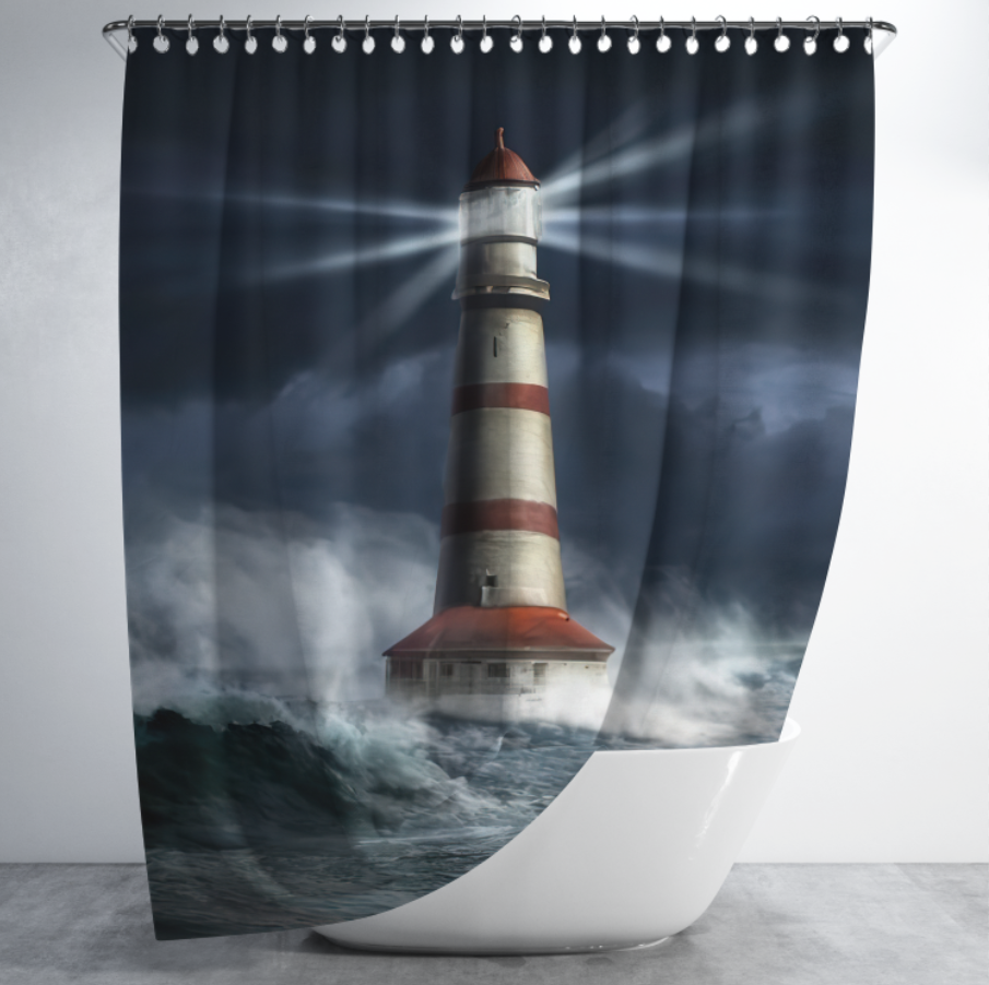 Штора в душ Маяк шторм темні хмари для ванної 150х200 см