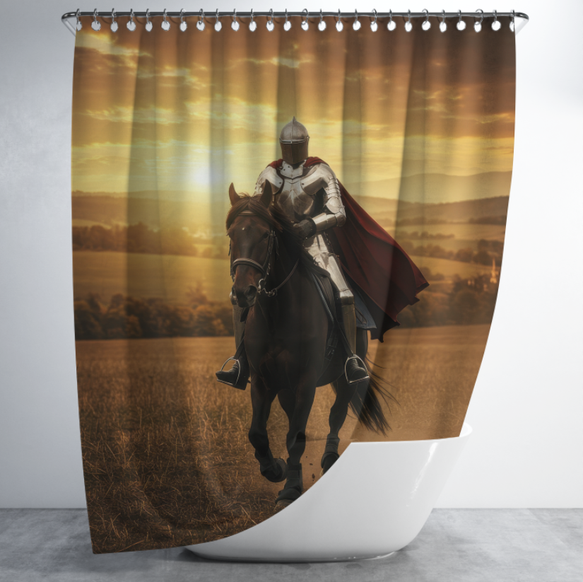 Штора в душ Лицар воїн скаче на коні для ванної 150х200 см