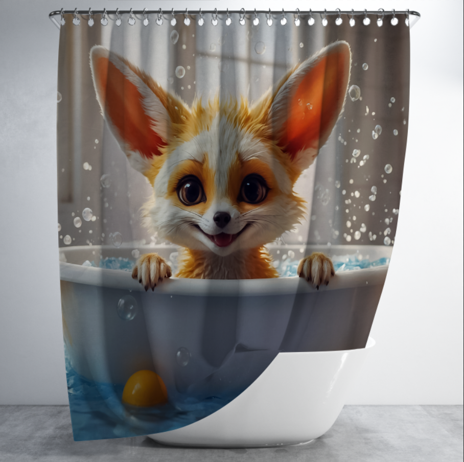 Штора в душ Лисиця лис фенек сидить у ванні для ванної 150х200 см