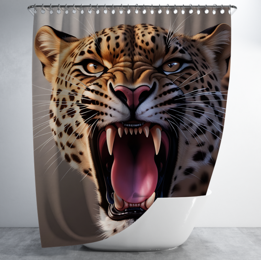 Штора в душ Крупний план леопард морда 1 для ванної 150х200 см