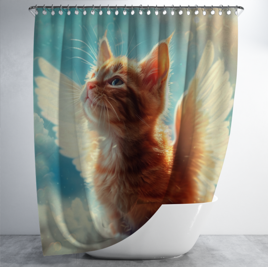 Штора в душ Кошеня янгол з крилами для ванної 150х200 см