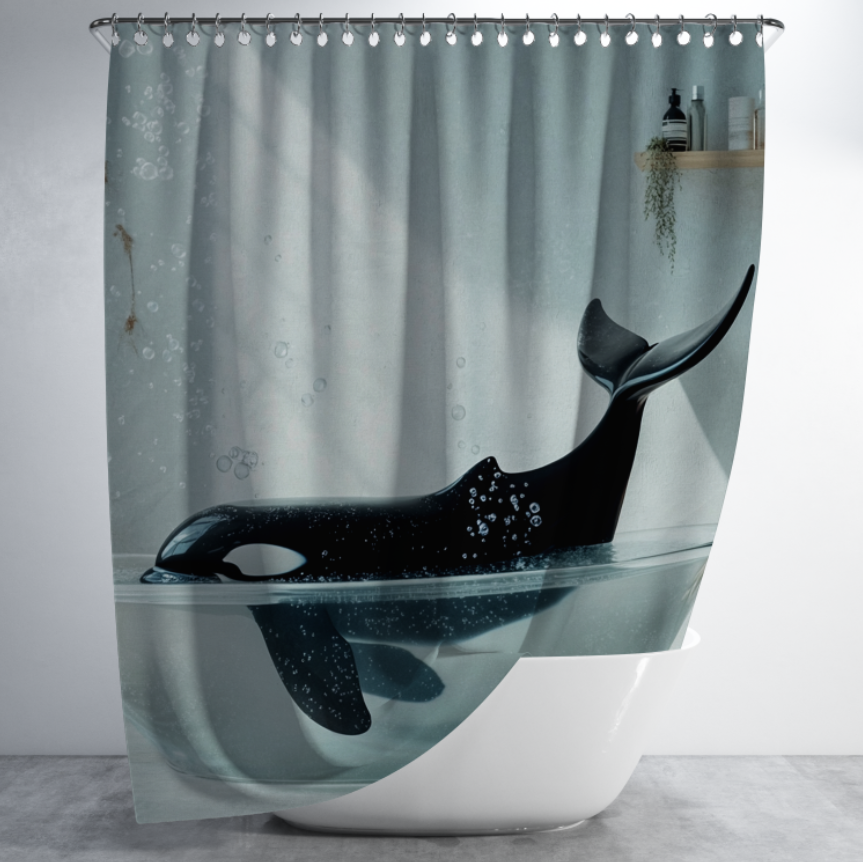 Штора в душ Косатка купається у ванні для ванної 150х200 см