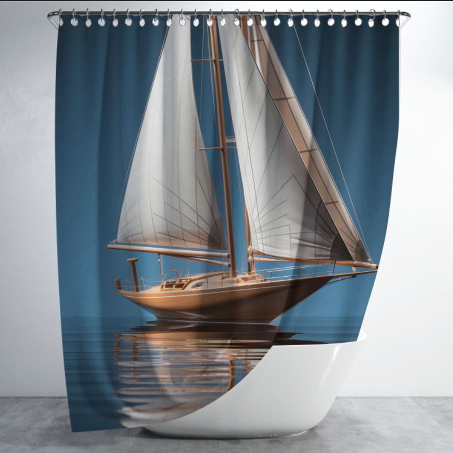 Штора в душ Вітрильник яхта пливе по воді для ванної 150х200 см