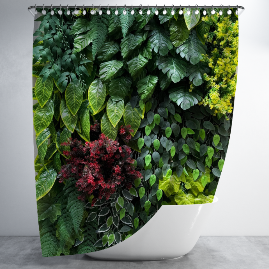 Штора в душ Вертикальний сад жива стіна каскад рослин для ванної 150х200 см