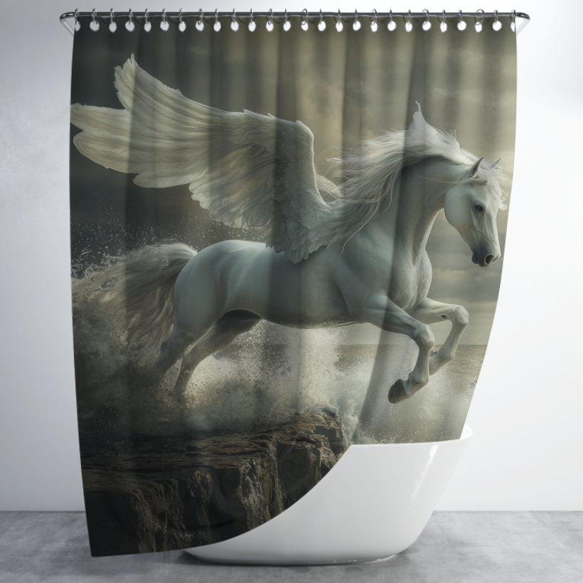 Штора в душ Білий кінь пегас 1 для ванної 150х200 см