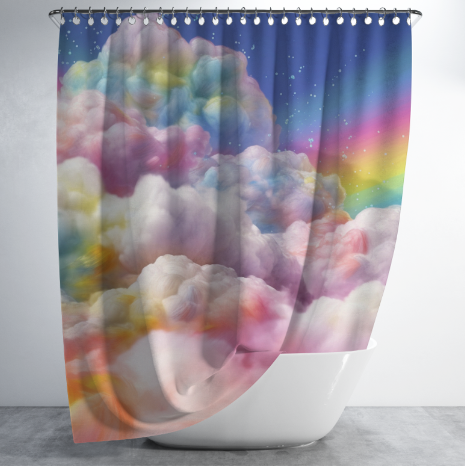 Штора в душ Барвисті райдужні хмари для ванної 150х200 см