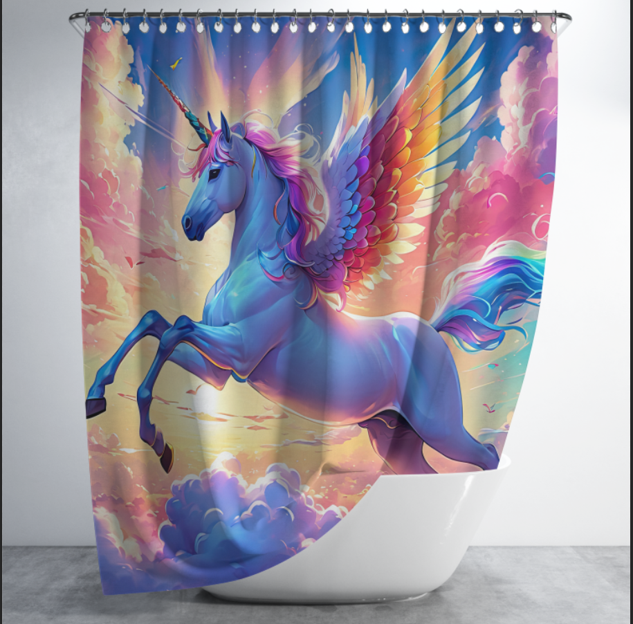Штора в душ Барвистий єдиноріг кінь для ванної 150х200 см
