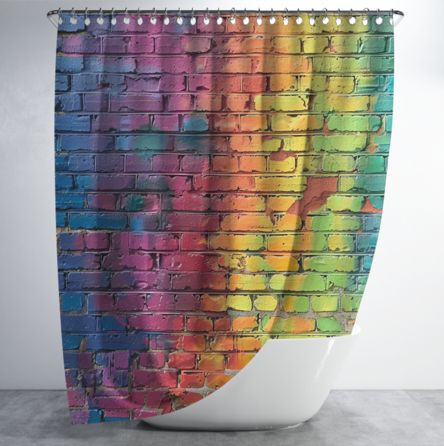 Штора в душ Барвиста цегляна стіна для ванної 150х200 см