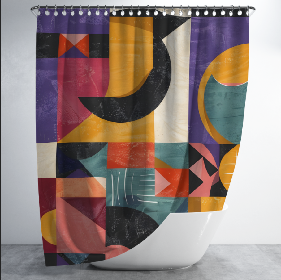 Штора в душ Абстрактний геометричний орнамент у стилі модерн 3 для ванної 150х200 см