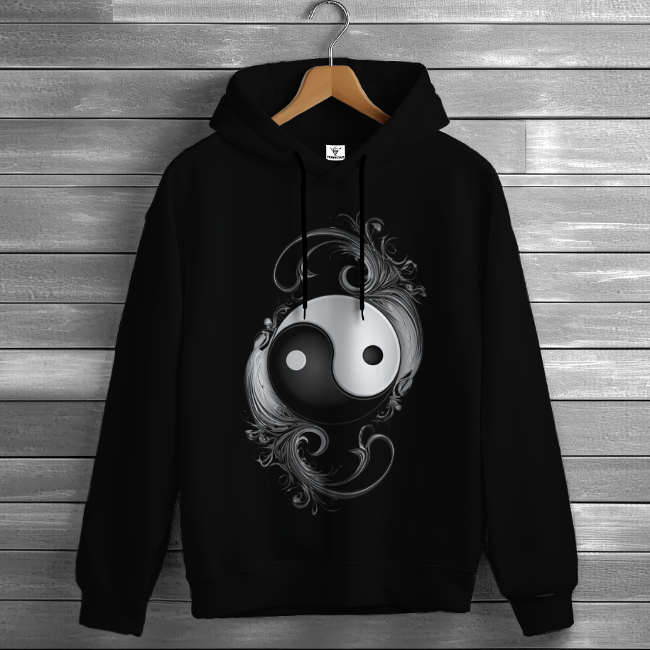 Толстовка худі Символ інь ян з візерунками оверсайз унісекс худі ВСІ розміри Преміум тканина