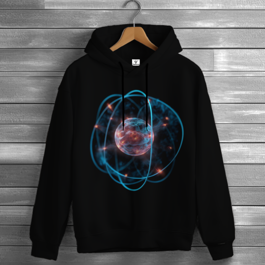 Толстовка худі Модель атома Бора ядро електрони молекули 2 оверсайз унісекс худі ВСІ розміри Преміум тканина