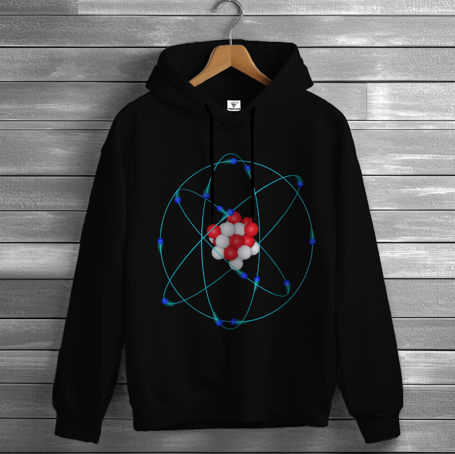 Толстовка худі Модель атома Бора ядро електрони молекули оверсайз унісекс худі ВСІ розміри Преміум тканина