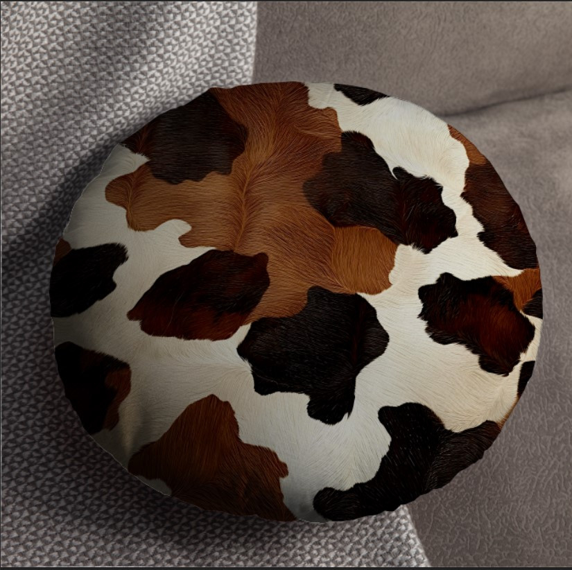 Подушка пуф "Шкіра корови тварина хутро текстура" кругла