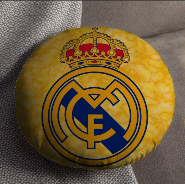 Подушка пуф "Реал логотип футбол клуб" кругла