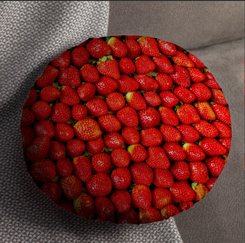 Подушка пуф "Полуниця 15" кругла