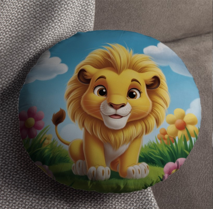 Подушка пуф "Левеня мульт" кругла