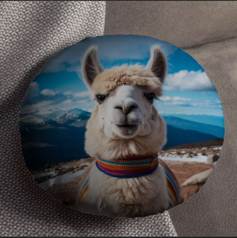 Подушка пуф "Лама альпака" кругла