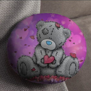 Подушка пуф "Ведмедик Тедді тай дай валентинка 1" кругла