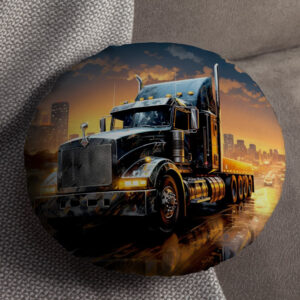 Подушка пуф "Вантажівка фура далекобійник" кругла