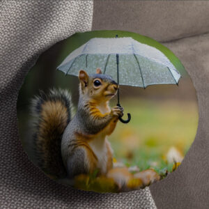 Подушка пуф "Білка з парасолькою" кругла