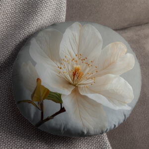 Подушка пуф "Біла квітка магнолії" кругла