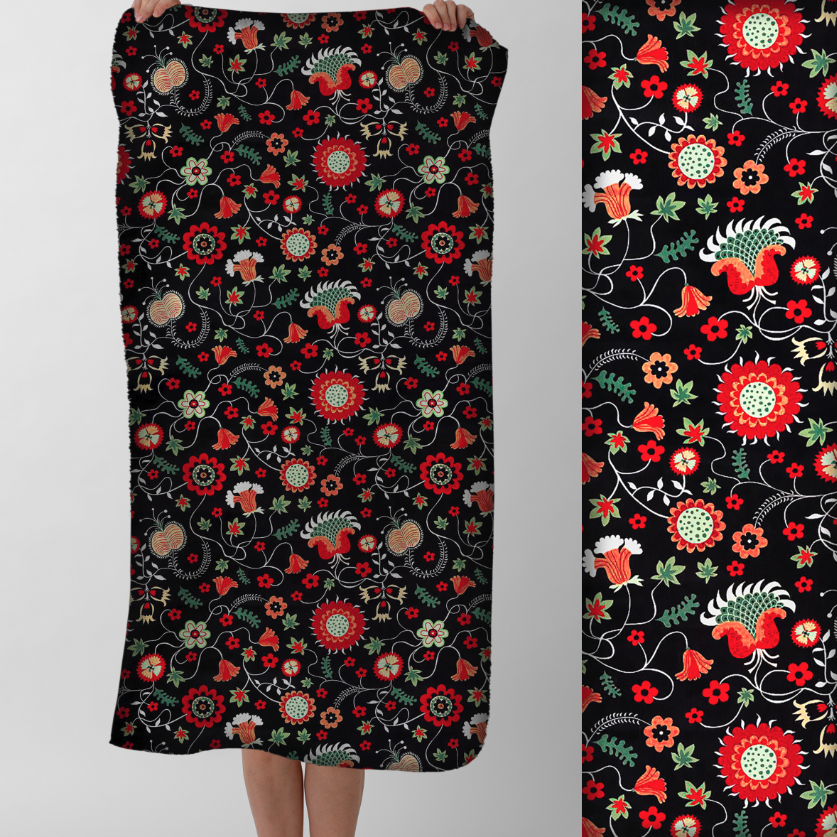 Рушник Яскравий квітковий візерунок петриківський розпис багатобарвні квіти та листя текстура живопису 67 пляжний з принтом ВСІ