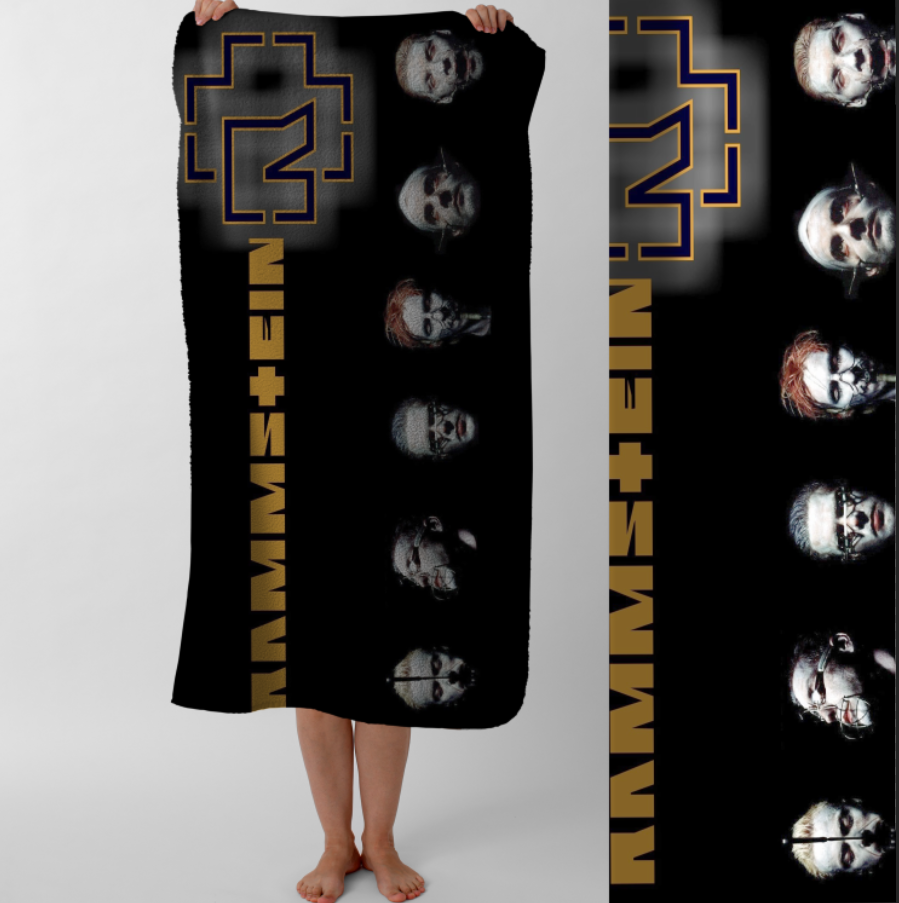 Рушник Rammstein рамштайн метал гурт Тілль Ліндеманн 1 пляжний з принтом ВСІ розміри