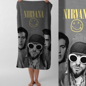 Рушник Nirvana грандж гурт рок нірвана Курт Кобейн 6 пляжний з принтом ВСІ розміри