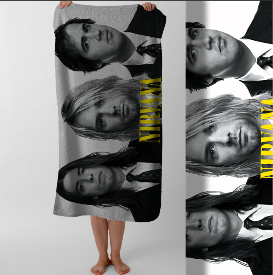 Рушник Nirvana грандж гурт рок нірвана пляжний з принтом ВСІ розміри