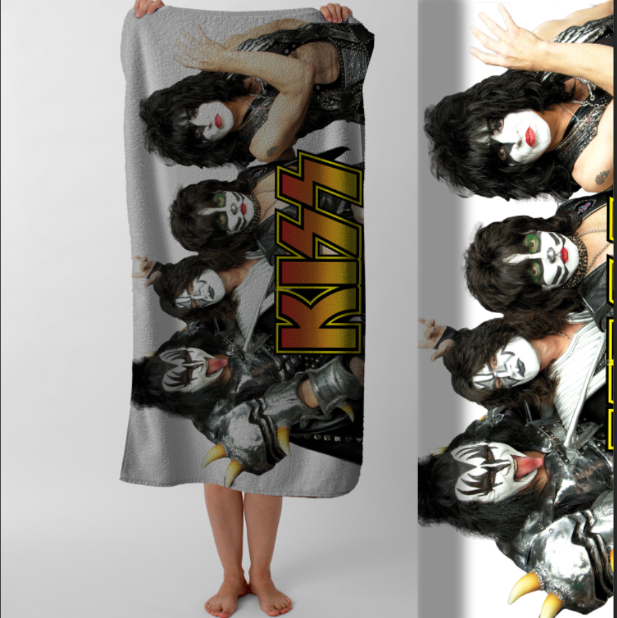 Рушник Kiss рок гурт кісс 1 пляжний з принтом ВСІ розміри