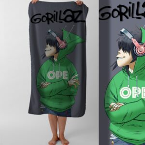 Рушник Gorillaz гурт горилаз 346 пляжний з принтом ВСІ розміри