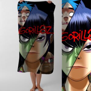 Рушник Gorillaz гурт горилаз 3 пляжний з принтом ВСІ розміри