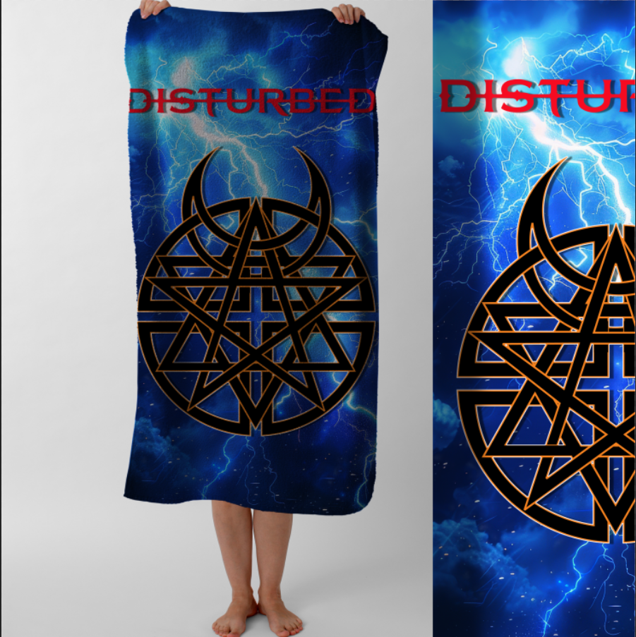 Рушник Disturbed рок гурт дістербед 777 пляжний з принтом ВСІ розміри
