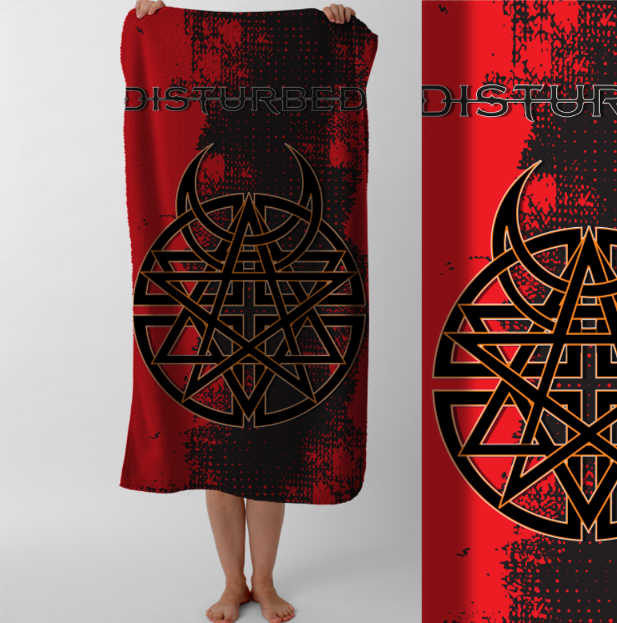 Рушник Disturbed рок гурт дістербед 4 пляжний з принтом ВСІ розміри