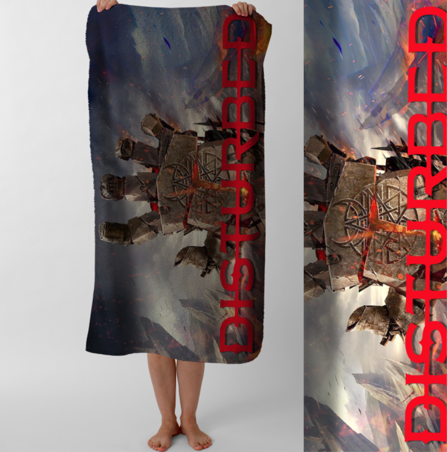 Рушник Disturbed рок гурт дістербед 3 пляжний з принтом ВСІ розміри