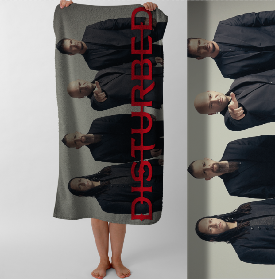 Рушник Disturbed рок гурт дістербед 2 пляжний з принтом ВСІ розміри