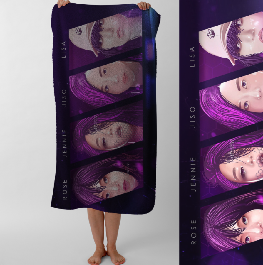 Рушник Blackpink блекпінк гурт K pop музика 2 пляжний з принтом ВСІ розміри