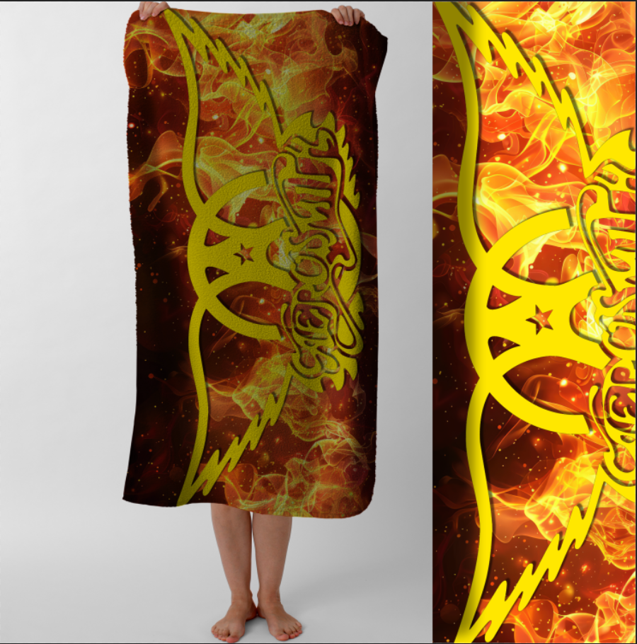 Рушник Aerosmith аеросміт хард рок гурт музика 35 пляжний з принтом ВСІ розміри