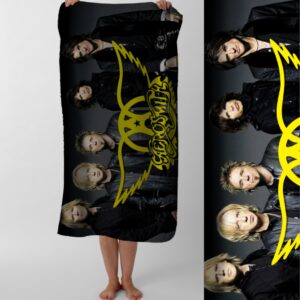 Рушник Aerosmith аеросміт хард рок гурт музика 2 пляжний з принтом ВСІ розміри