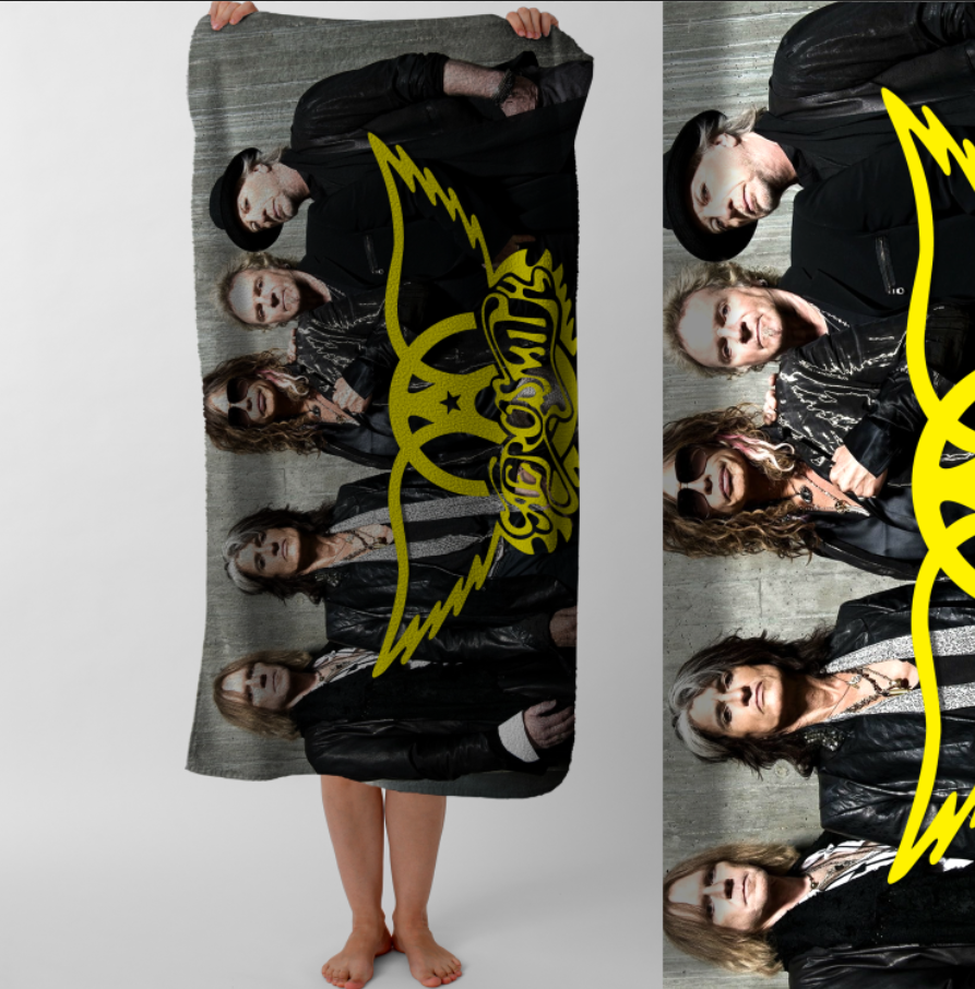 Рушник Aerosmith аеросміт хард рок гурт музика 1 пляжний з принтом ВСІ розміри