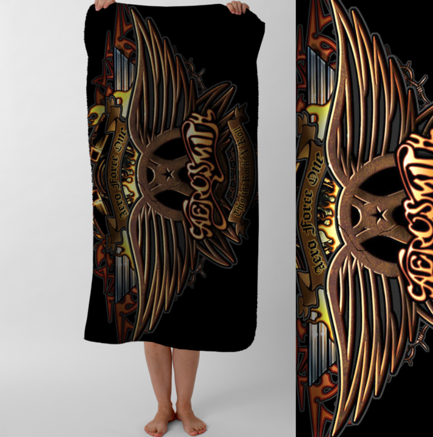 Рушник Aerosmith аеросміт хард рок гурт музика пляжний з принтом ВСІ розміри