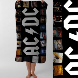 Рушник ACDC рок гурт 3 пляжний з принтом ВСІ розміри