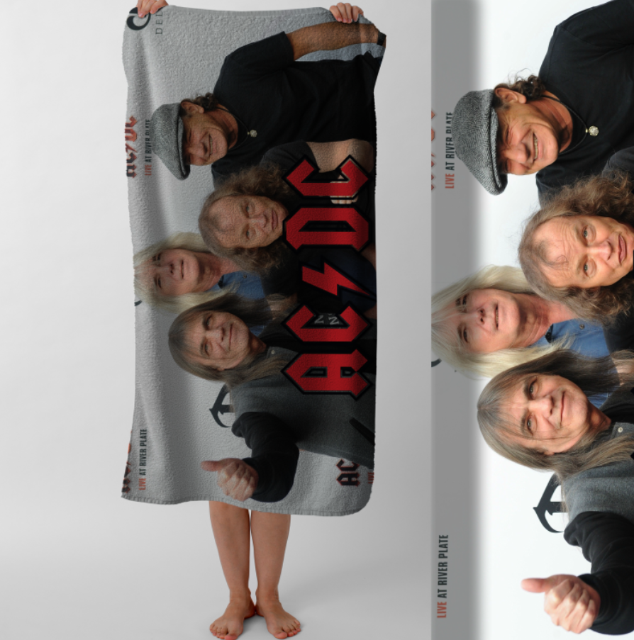 Рушник ACDC рок гурт 2 пляжний з принтом ВСІ розміри