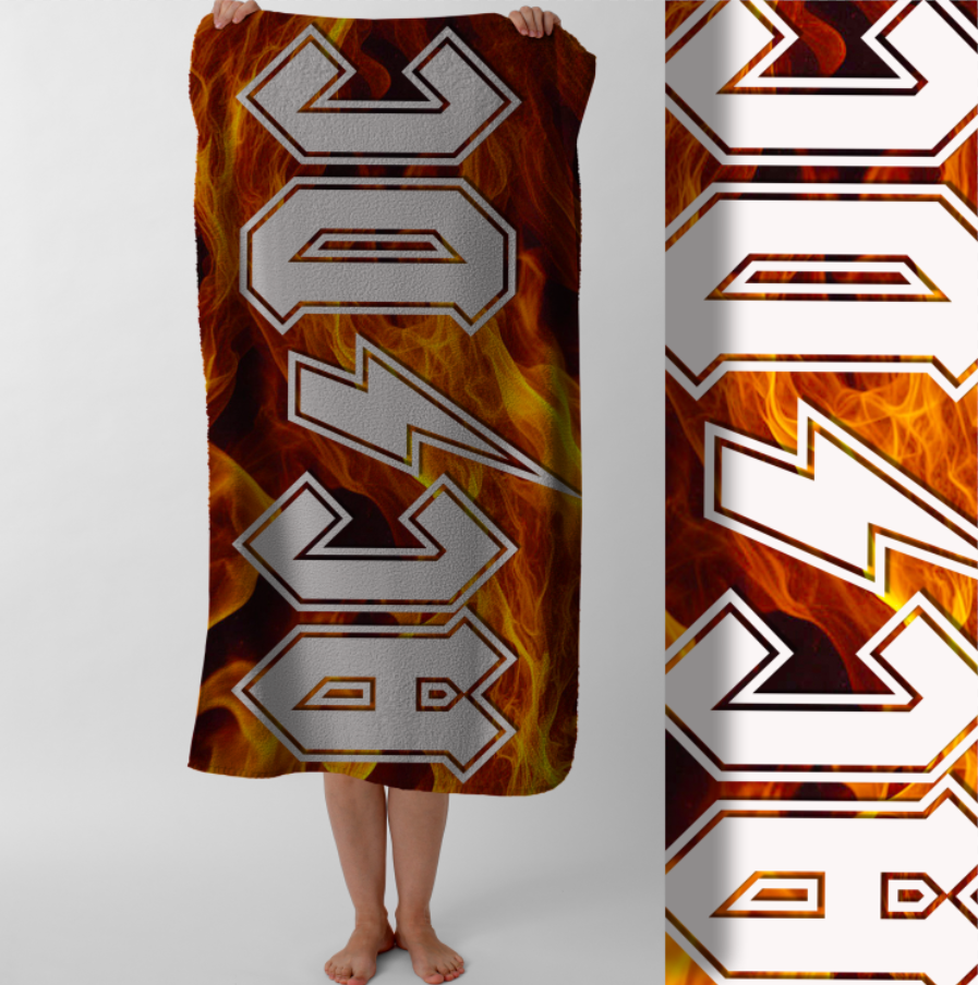 Рушник ACDC рок гурт 11 пляжний з принтом ВСІ розміри