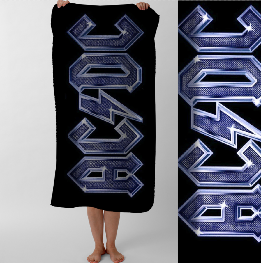 Рушник ACDC рок гурт 1 пляжний з принтом ВСІ розміри