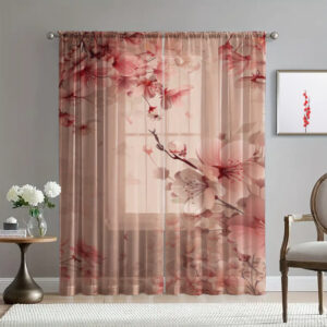 Гардина тюль Ніжні квіти сакура вишневі квіти принт ВСІ розміри