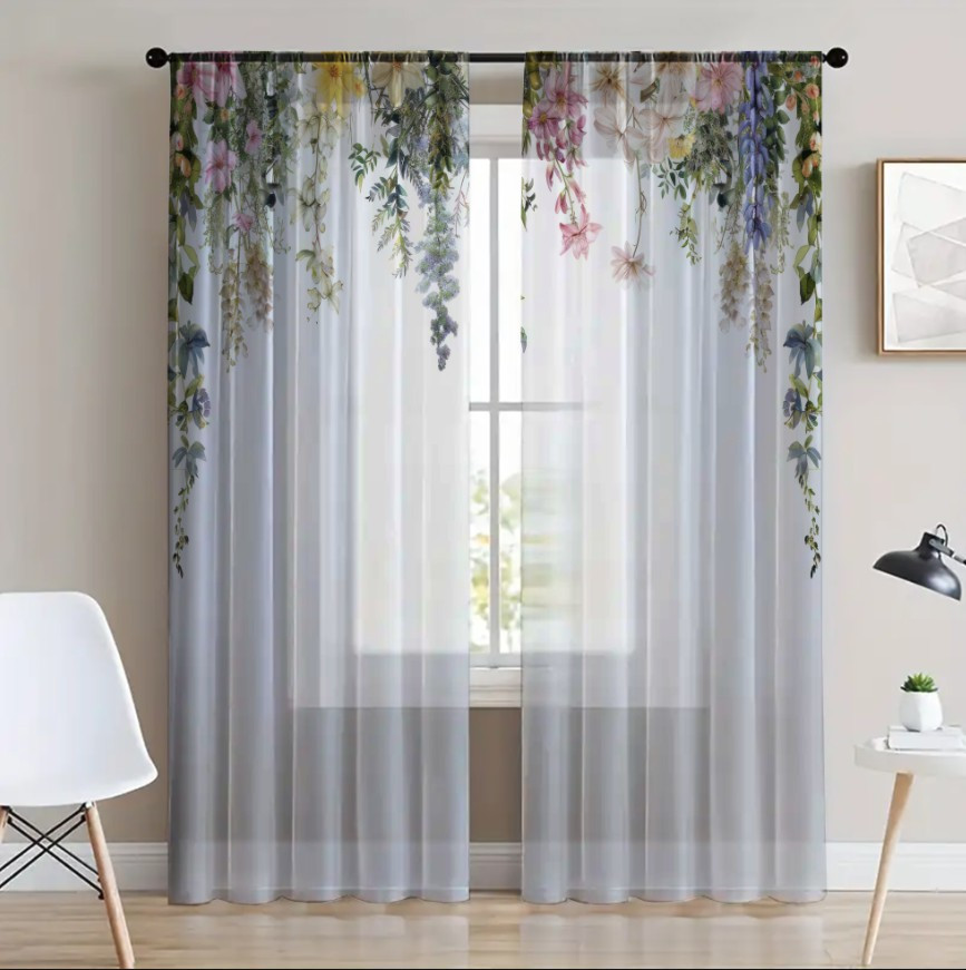 Гардина тюль Ніжні квіти польові каскад 615 принт ВСІ розміри